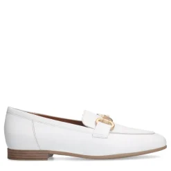 No Stress Witte leren loafers met goudkleurig detail^DAMES Loafers