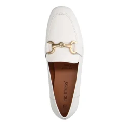 No Stress Witte leren loafers met goudkleurig detail^DAMES Loafers