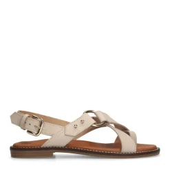 Manfield Witte leren sandalen^DAMES Sandalen