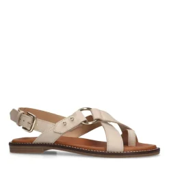Manfield Witte leren sandalen^DAMES Sandalen