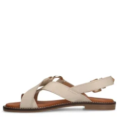 Manfield Witte leren sandalen^DAMES Sandalen