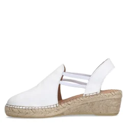 Manfield Witte leren sleehakken^DAMES Espadrilles|Sandalen