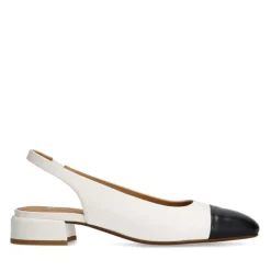 Manfield Witte leren slingbacks^DAMES Pumps|Slingbacks