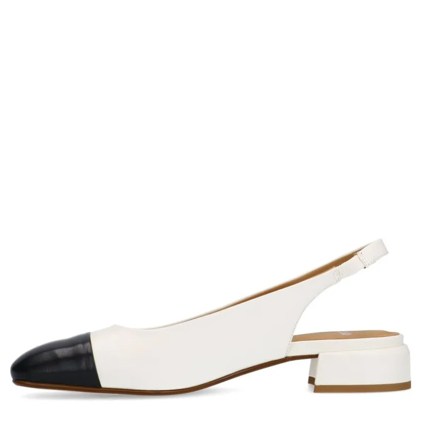Manfield Witte leren slingbacks^DAMES Pumps|Slingbacks