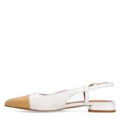 Manfield Witte leren slingbacks^DAMES Pumps|Slingbacks