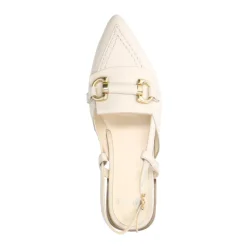 Manfield Witte leren slingbacks met goudkleurige chain^DAMES Pumps|Slingbacks