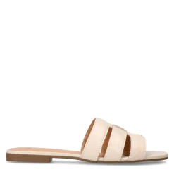 Manfield Witte leren slippers^DAMES Slippers