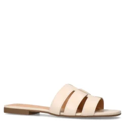 Manfield Witte leren slippers^DAMES Slippers