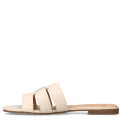 Manfield Witte leren slippers^DAMES Slippers