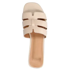 Manfield Witte leren slippers^DAMES Slippers