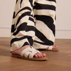 No Stress Witte leren slippers^DAMES Slippers