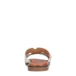 Manfield Witte leren slippers met goudkleurig bitje^DAMES Slippers