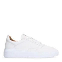 Manfield Witte leren sneakers^Heren Sneakers