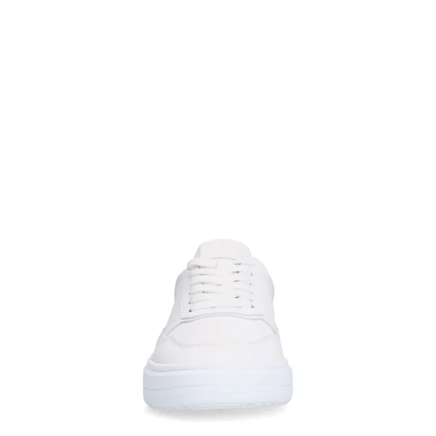 Manfield Witte leren sneakers^Heren Sneakers