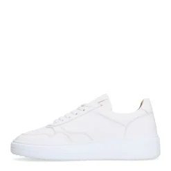 Manfield Witte leren sneakers^Heren Sneakers