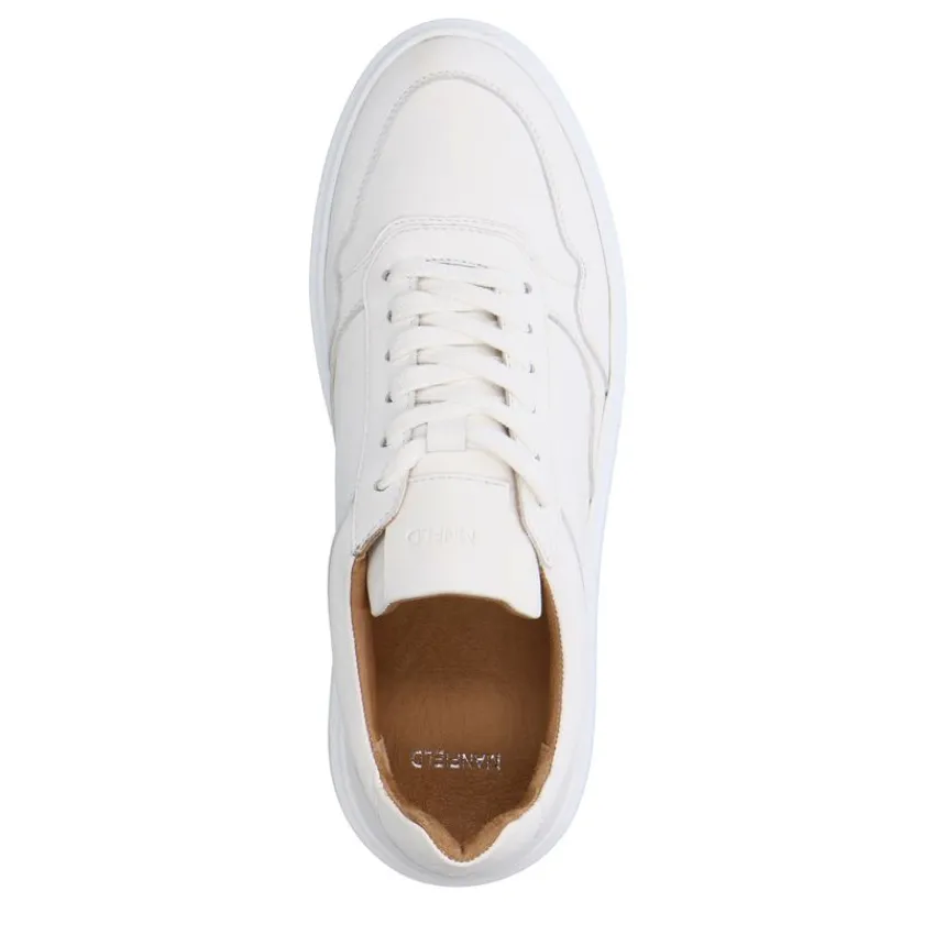 Manfield Witte leren sneakers^Heren Sneakers