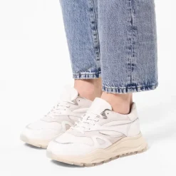 Manfield Witte leren sneakers^DAMES Sneakers