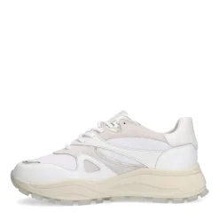 Manfield Witte leren sneakers^DAMES Sneakers