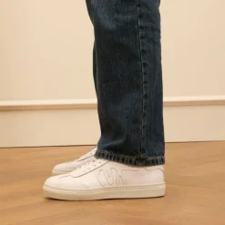 Manfield Witte leren sneakers^DAMES Sneakers