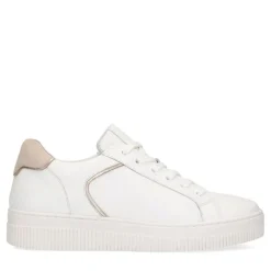 Manfield Witte leren sneakers^DAMES Sneakers