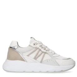 Manfield Witte leren sneakers^DAMES Sneakers