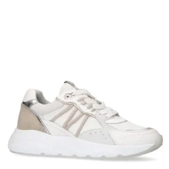 Manfield Witte leren sneakers^DAMES Sneakers
