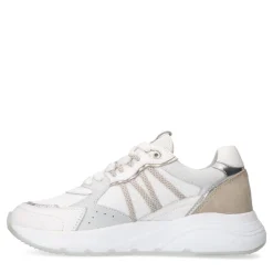 Manfield Witte leren sneakers^DAMES Sneakers