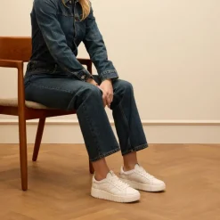 No Stress Witte leren sneakers^DAMES Sneakers