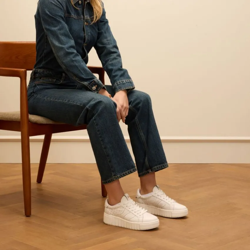 No Stress Witte leren sneakers^DAMES Sneakers