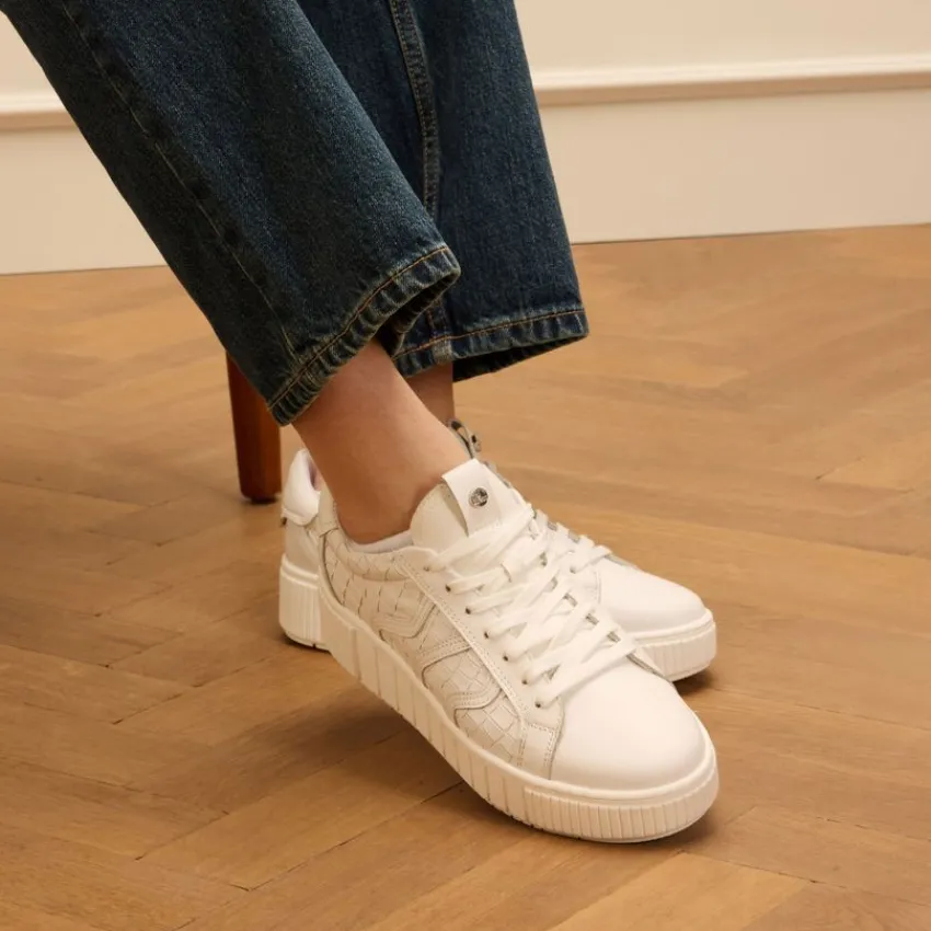 No Stress Witte leren sneakers^DAMES Sneakers