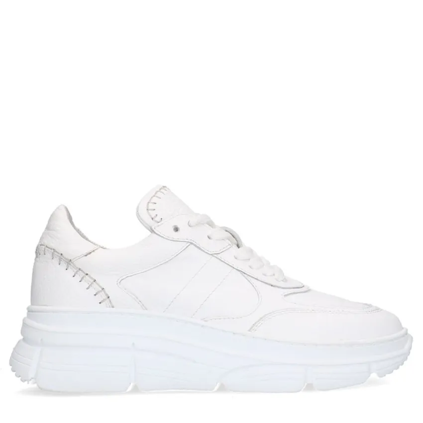 Manfield Witte leren sneakers^DAMES Sneakers
