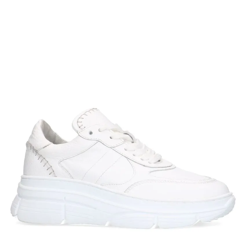 Manfield Witte leren sneakers^DAMES Sneakers