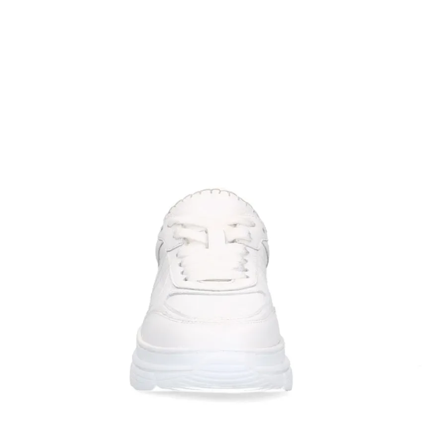 Manfield Witte leren sneakers^DAMES Sneakers