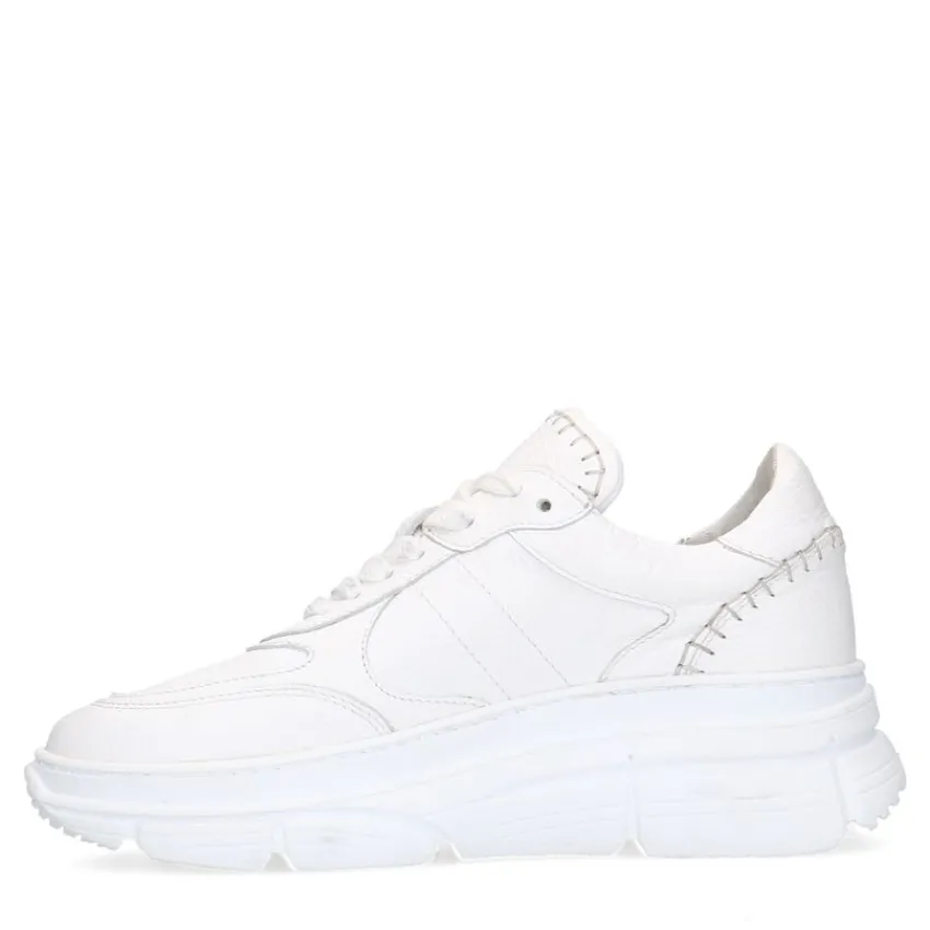 Manfield Witte leren sneakers^DAMES Sneakers