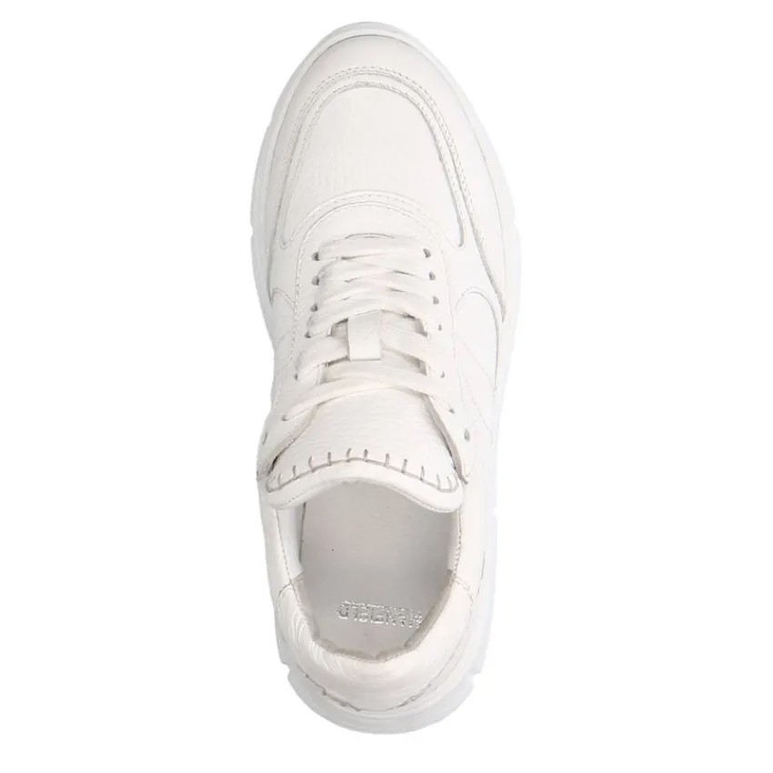 Manfield Witte leren sneakers^DAMES Sneakers