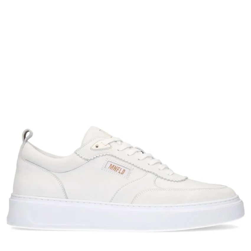 Manfield Witte leren sneakers^Heren Sneakers