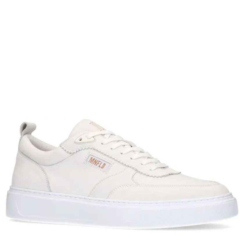 Manfield Witte leren sneakers^Heren Sneakers