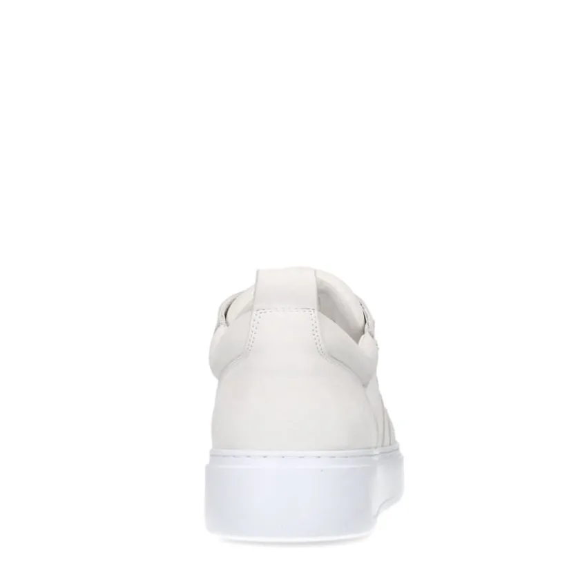 Manfield Witte leren sneakers^Heren Sneakers