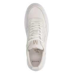 Manfield Witte leren sneakers^Heren Sneakers