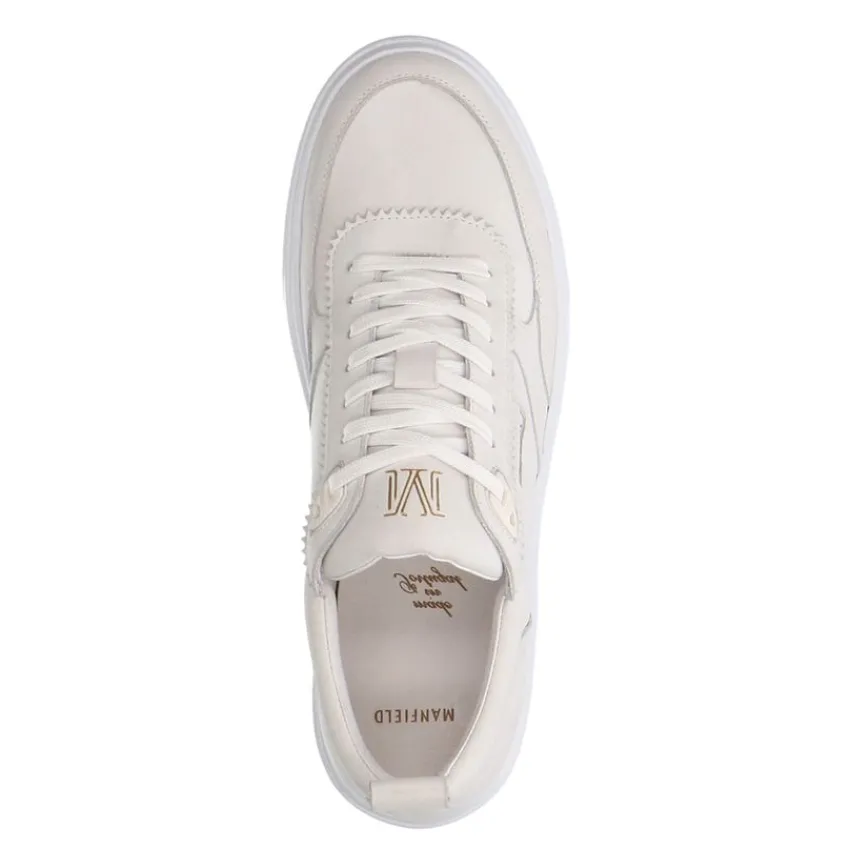 Manfield Witte leren sneakers^Heren Sneakers