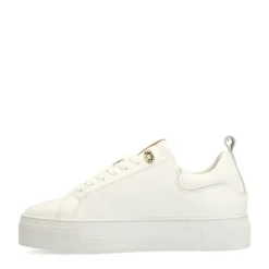 Manfield Witte leren sneakers^DAMES Sneakers