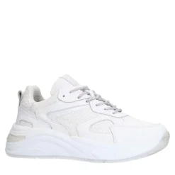 Manfield Witte leren sneakers^DAMES Sneakers