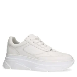 Manfield Witte leren sneakers^DAMES Sneakers