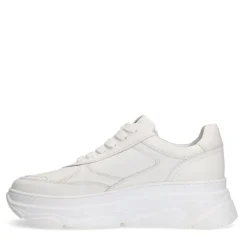 Manfield Witte leren sneakers^DAMES Sneakers
