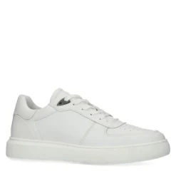 Manfield Witte leren sneakers^Heren Sneakers