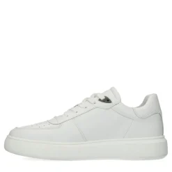 Manfield Witte leren sneakers^Heren Sneakers