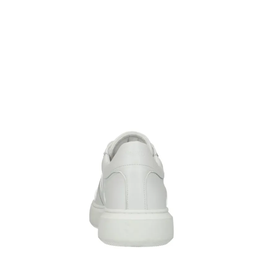 Manfield Witte leren sneakers^Heren Sneakers