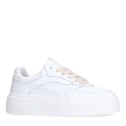 Manfield Witte leren sneakers^DAMES Sneakers
