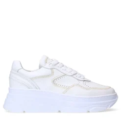 Manfield Witte leren sneakers^DAMES Sneakers