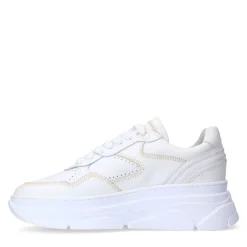 Manfield Witte leren sneakers^DAMES Sneakers